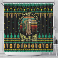 Sloth Team Christmas Holiday Shower Curtain Sloth Hiking Team