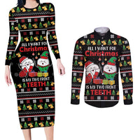 All I Want For Christmas Is My Two Front Teeth Couples Matching Long Sleeve Bodycon Dress and Long Sleeve Button Shirt DT04 - Wonder Print Shop