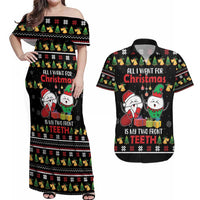 All I Want For Christmas Is My Two Front Teeth Couples Matching Off Shoulder Maxi Dress and Hawaiian Shirt DT04 - Wonder Print Shop