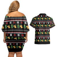 All I Want For Christmas Is My Two Front Teeth Couples Matching Off Shoulder Short Dress and Hawaiian Shirt DT04 - Wonder Print Shop