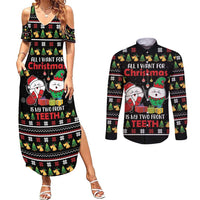 All I Want For Christmas Is My Two Front Teeth Couples Matching Summer Maxi Dress and Long Sleeve Button Shirt DT04 - Wonder Print Shop