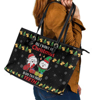 All I Want For Christmas Is My Two Front Teeth Leather Tote Bag DT04 - Wonder Print Shop