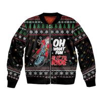 Santa And Motor Bomber Jacket Santa Claus And Joy On A Motorcycle DT04 - Wonder Print Shop