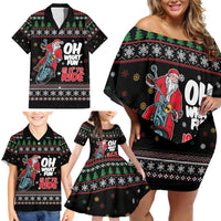 Santa And Motor Family Matching Off Shoulder Short Dress and Hawaiian Shirt Santa Claus And Joy On A Motorcycle DT04 - Wonder Print Shop