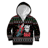 Santa And Motor Kid Hoodie Santa Claus And Joy On A Motorcycle DT04 - Wonder Print Shop