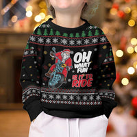 Santa And Motor Kid Ugly Christmas Sweater Santa Claus And Joy On A Motorcycle DT04 - Wonder Print Shop