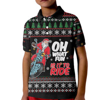 Santa And Motor Kid Polo Shirt Santa Claus And Joy On A Motorcycle DT04 - Wonder Print Shop