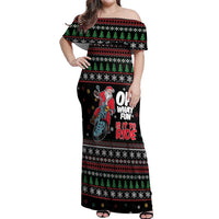 Santa And Motor Off Shoulder Maxi Dress Santa Claus And Joy On A Motorcycle DT04 - Wonder Print Shop