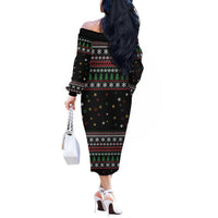Santa And Motor Off The Shoulder Long Sleeve Dress Santa Claus And Joy On A Motorcycle DT04 - Wonder Print Shop