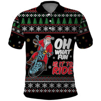 Santa And Motor Polo Shirt Santa Claus And Joy On A Motorcycle DT04 - Wonder Print Shop