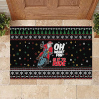 Santa And Motor Rubber Doormat Santa Claus And Joy On A Motorcycle DT04 - Wonder Print Shop