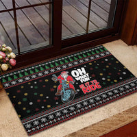 Santa And Motor Rubber Doormat Santa Claus And Joy On A Motorcycle DT04 - Wonder Print Shop