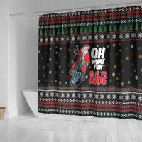 Santa And Motor Shower Curtain Santa Claus And Joy On A Motorcycle