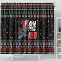 Santa And Motor Shower Curtain Santa Claus And Joy On A Motorcycle