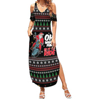 Santa And Motor Summer Maxi Dress Santa Claus And Joy On A Motorcycle DT04 - Wonder Print Shop