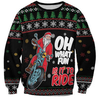 Santa And Motor Sweatshirt Santa Claus And Joy On A Motorcycle DT04 - Wonder Print Shop