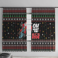 Santa And Motor Window Curtain Santa Claus And Joy On A Motorcycle DT04 - Wonder Print Shop