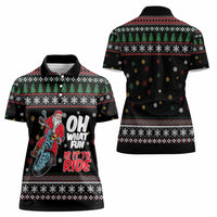 Santa And Motor Women Polo Shirt Santa Claus And Joy On A Motorcycle DT04 - Wonder Print Shop