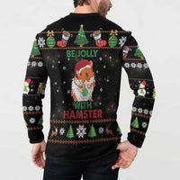 Merry Christmas Hamster Be Jolly Button Sweatshirt DT04 - Wonder Print Shop