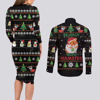 Merry Christmas Hamster Be Jolly Couples Matching Long Sleeve Bodycon Dress and Long Sleeve Button Shirt DT04 - Wonder Print Shop