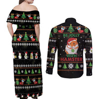 Merry Christmas Hamster Be Jolly Couples Matching Off Shoulder Maxi Dress and Long Sleeve Button Shirt DT04 - Wonder Print Shop
