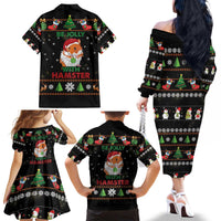 Merry Christmas Hamster Be Jolly Family Matching Off The Shoulder Long Sleeve Dress and Hawaiian Shirt DT04 - Wonder Print Shop