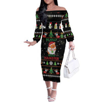 Merry Christmas Hamster Be Jolly Family Matching Off The Shoulder Long Sleeve Dress and Hawaiian Shirt DT04 - Wonder Print Shop