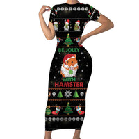 Merry Christmas Hamster Be Jolly Family Matching Short Sleeve Bodycon Dress and Hawaiian Shirt DT04 - Wonder Print Shop