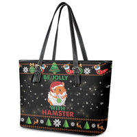 Merry Christmas Hamster Be Jolly Leather Tote Bag DT04 - Wonder Print Shop