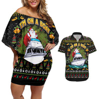 Santa On A Boat Couples Matching Off Shoulder Short Dress and Hawaiian Shirt Christmas Gifts DT04 - Wonder Print Shop