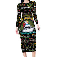 Santa On A Boat Family Matching Long Sleeve Bodycon Dress and Hawaiian Shirt Christmas Gifts DT04 - Wonder Print Shop