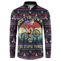 Santa Claus On Mountain Bike Button Sweatshirt Christmas Gifts DT04 - Wonder Print Shop