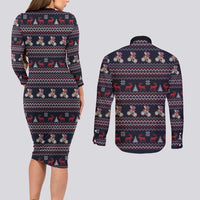 Santa Claus On Mountain Bike Couples Matching Long Sleeve Bodycon Dress and Long Sleeve Button Shirt Christmas Gifts DT04 - Wonder Print Shop