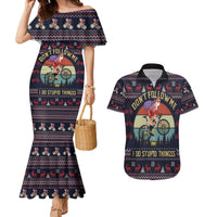 Santa Claus On Mountain Bike Couples Matching Mermaid Dress and Hawaiian Shirt Christmas Gifts DT04 - Wonder Print Shop
