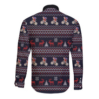 Santa Claus On Mountain Bike Long Sleeve Button Shirt Christmas Gifts DT04 - Wonder Print Shop