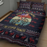 Santa Claus On Mountain Bike Quilt Bed Set Christmas Gifts DT04 - Wonder Print Shop