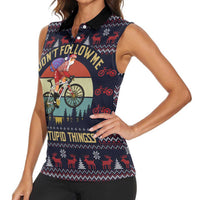 Santa Claus On Mountain Bike Women Sleeveless Polo Shirt Christmas Gifts DT04 - Wonder Print Shop