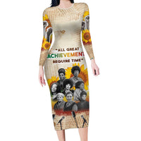African Family Matching Long Sleeve Bodycon Dress and Hawaiian Shirt Civil Rights Female Leaders Sunflower