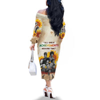 African Family Matching Off The Shoulder Long Sleeve Dress and Hawaiian Shirt Civil Rights Female Leaders Sunflower