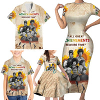 African Family Matching Short Sleeve Bodycon Dress and Hawaiian Shirt Civil Rights Female Leaders Sunflower