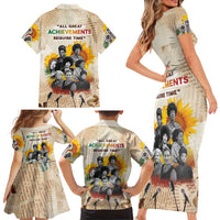 African Family Matching Short Sleeve Bodycon Dress and Hawaiian Shirt Civil Rights Female Leaders Sunflower