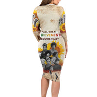 African Long Sleeve Bodycon Dress Civil Rights Female Leaders Sunflower