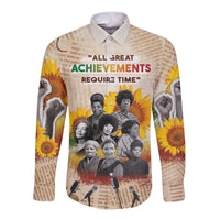 African Long Sleeve Button Shirt Civil Rights Female Leaders Sunflower