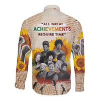 African Long Sleeve Button Shirt Civil Rights Female Leaders Sunflower