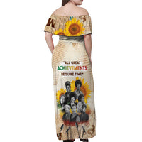 African Off Shoulder Maxi Dress Civil Rights Female Leaders Sunflower