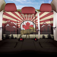 Personalized Canada Maple Leaf Back Car Seat Cover Moose And Forest Retro Style