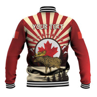 Personalized Canada Maple Leaf Baseball Jacket Moose And Forest Retro Style