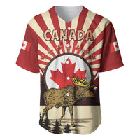 Personalized Canada Maple Leaf Baseball Jersey Moose And Forest Retro Style