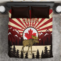 Personalized Canada Maple Leaf Bedding Set Moose And Forest Retro Style