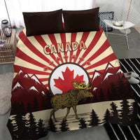 Personalized Canada Maple Leaf Bedding Set Moose And Forest Retro Style